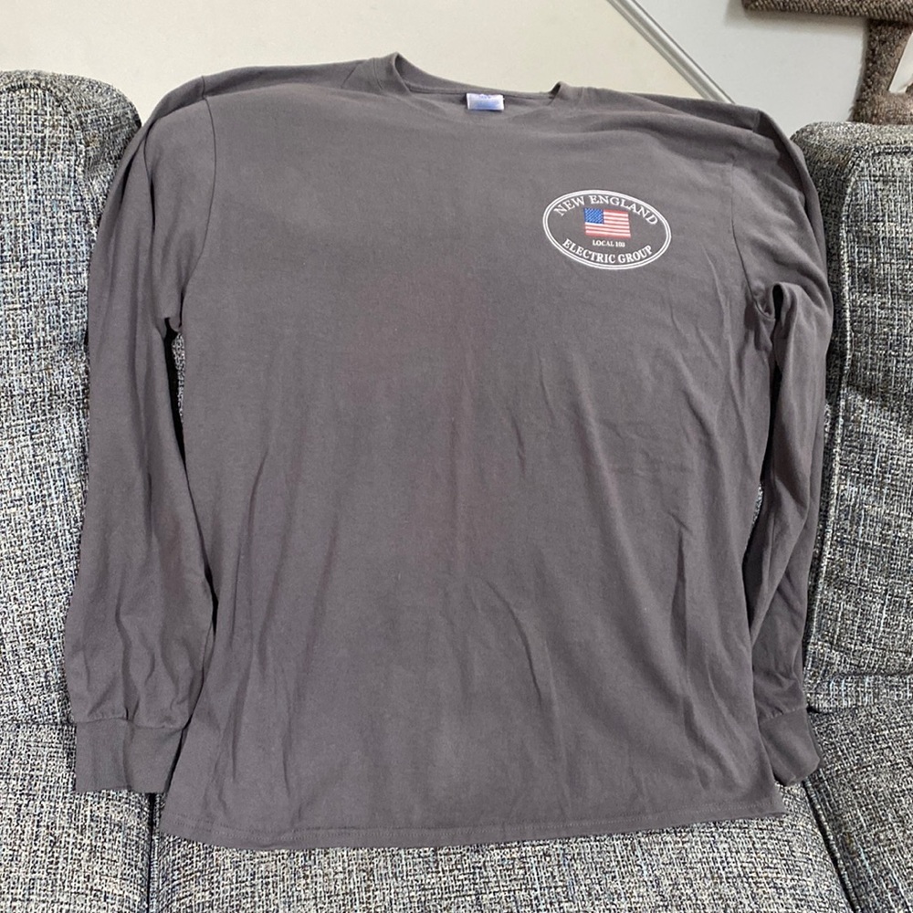 Long Sleeve Gray T-Shirt New England Electric Group Local 103, Size L